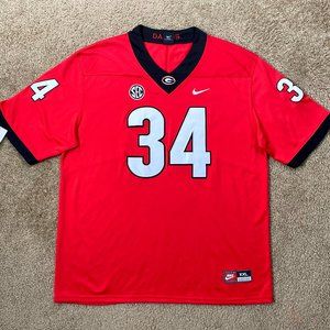 GEORGIA BULLDOGS #34 WALKER Sewn Jersey RED MEDIUM, LARGE